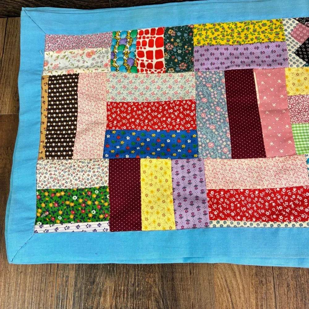 Handmade Quilted Patchwork Placemats Set of 6 Multicolor Floral Blue Farmhouse